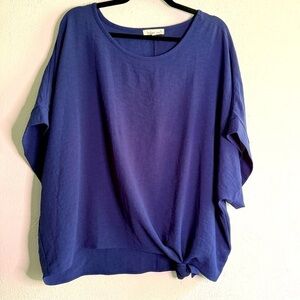 Indigo Soul Blue Dolman Sleeve Tie Front Top, Sz 2XL.
